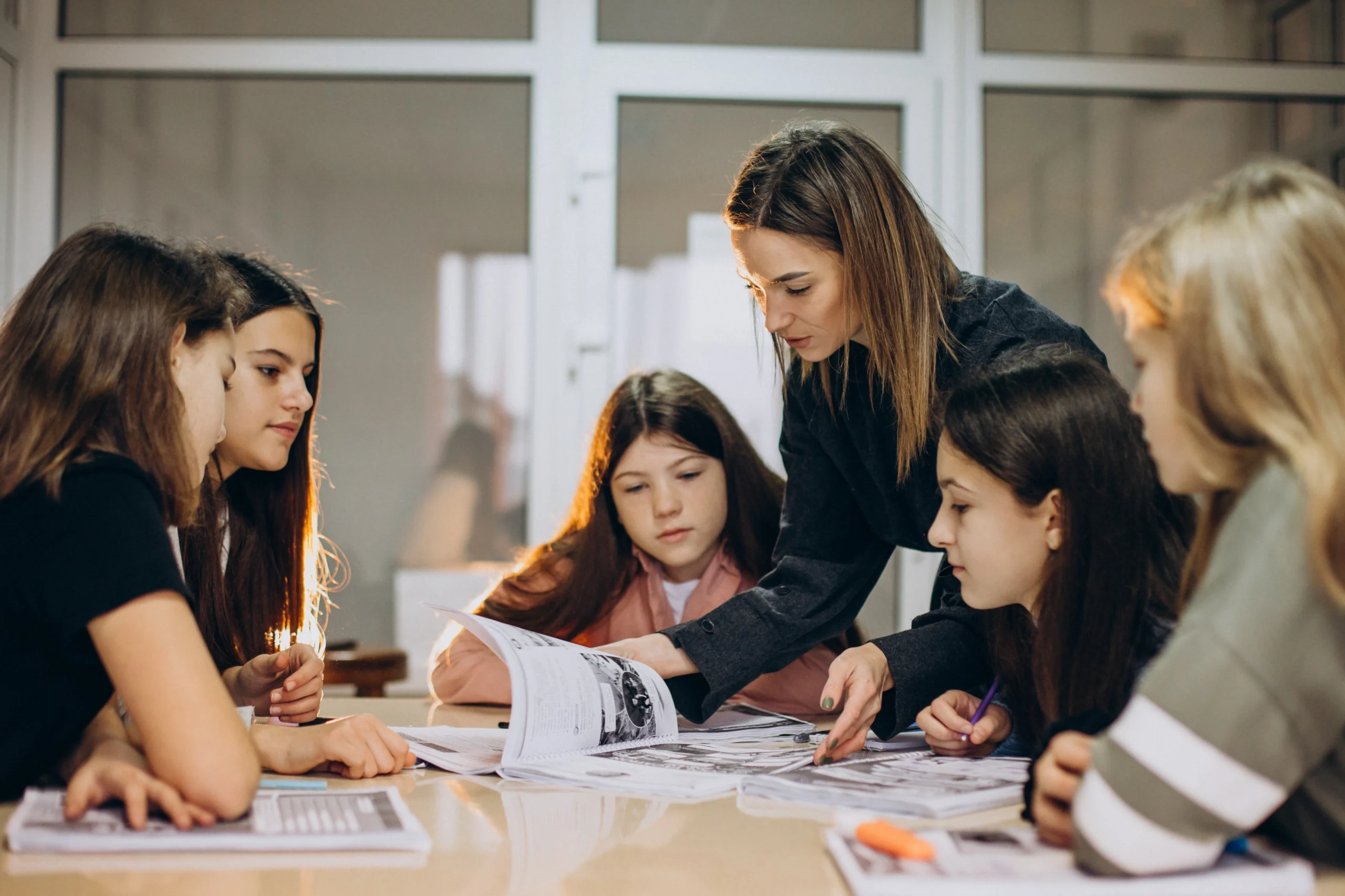Group of students with a teacher
